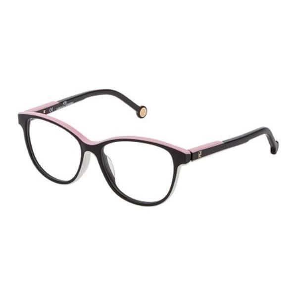 New Carolina Herrera Vhe800 06hc Black White & Pink Eyeglases 52mm With Case